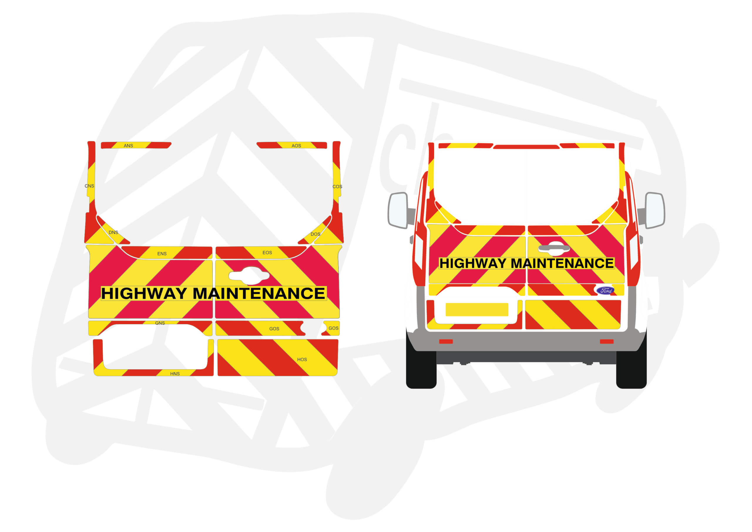 thumbnail image 2 of Ford Transit Van H2 2014+ Top & Bottom Chevron Kit – Prismatic Chapter 8 Reflective 2 of 6